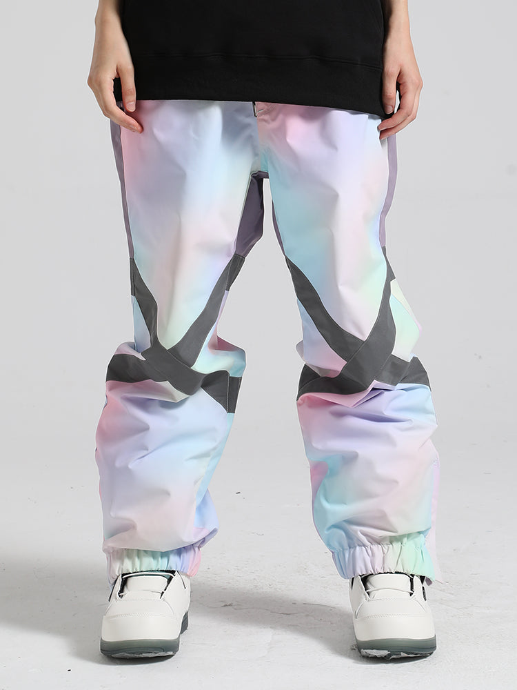 Gsou Snow Men's Loose Colorblock Reflective Ski Pants