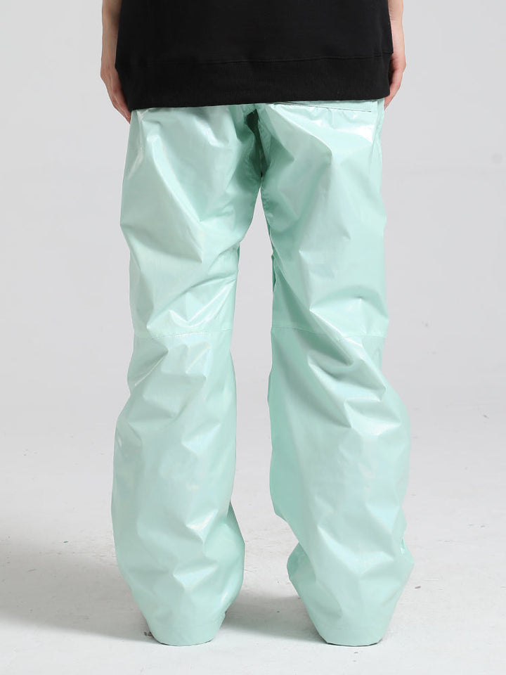 Men's Pink Stylish Glossy Waterproof Snow Pants