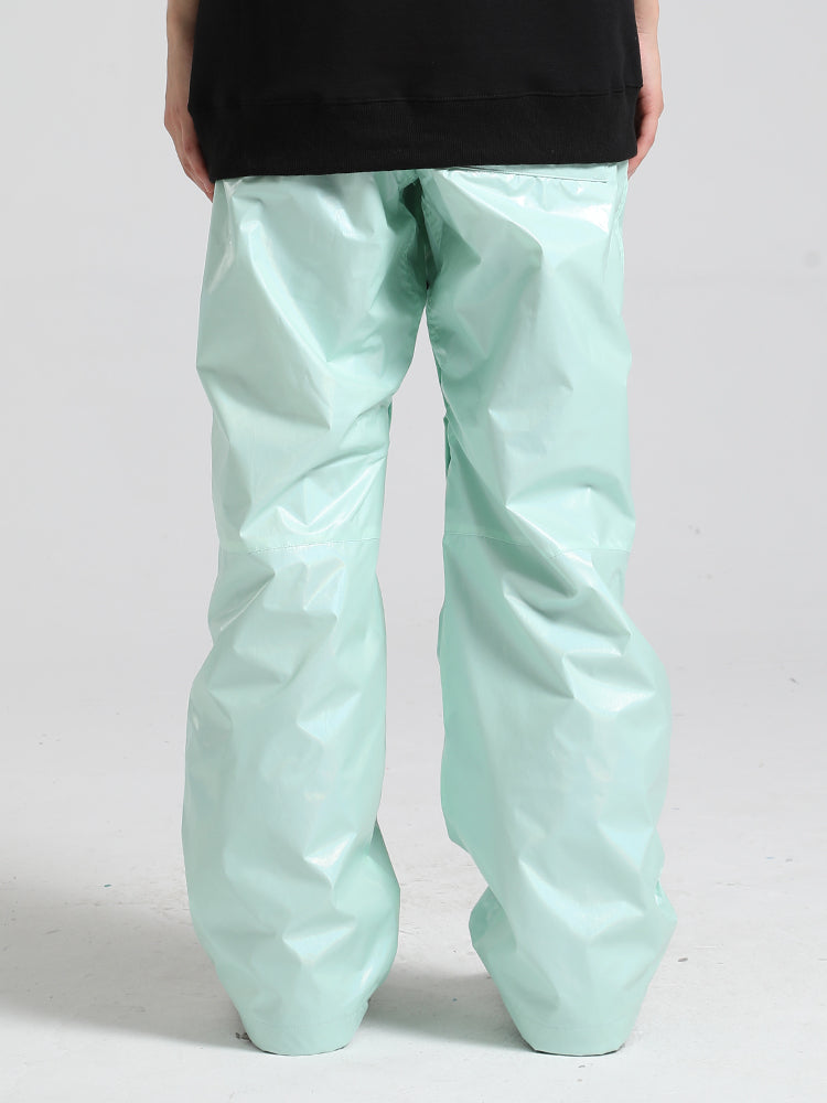 Women's Silver Stylish Glossy Waterproof Snow Pants