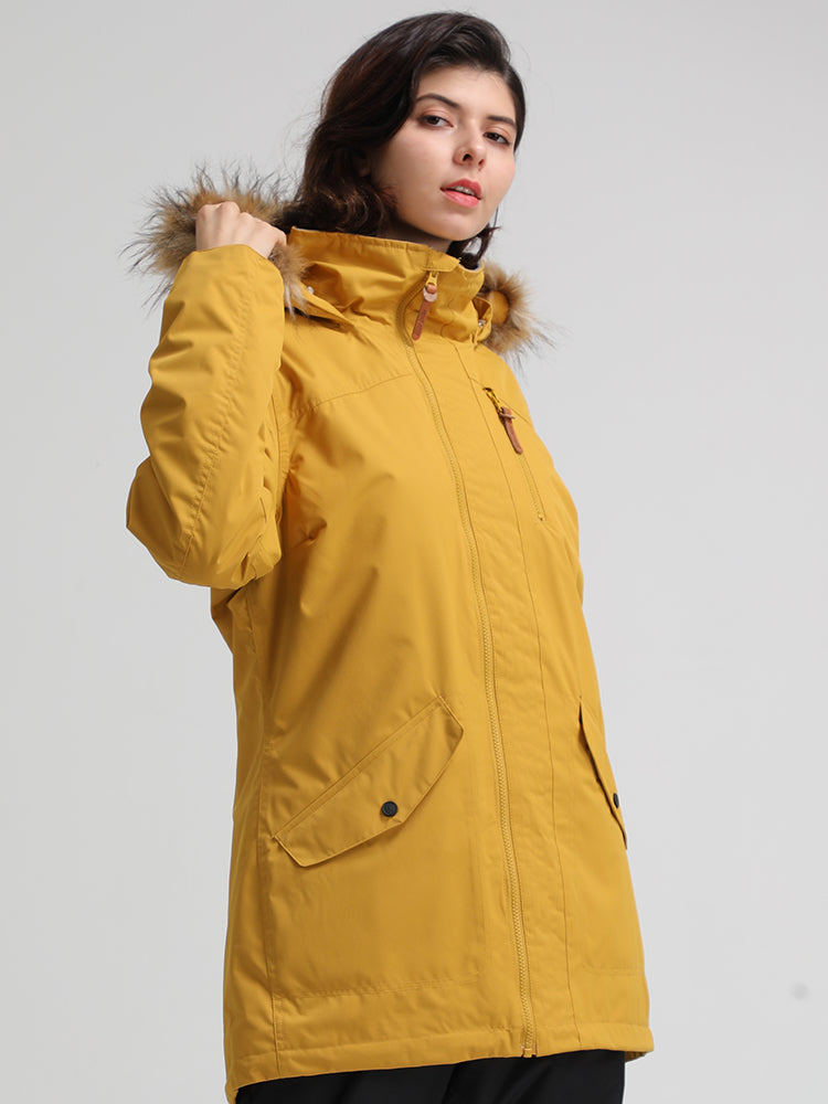 Women's Yellow Ski/Snowboard Jackets 100% Polyester Windproof, Wearable, Waterproof, Breathable, Thermal / Warm