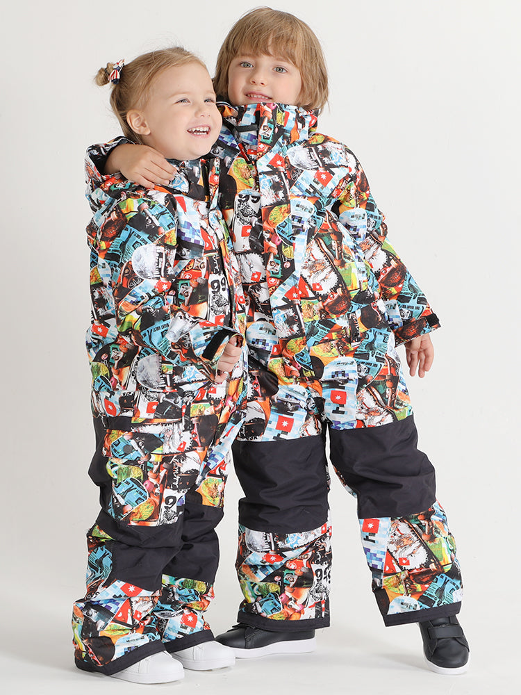 20K Waterproof/20K Breathable Cartoon Kids One Piece Snowboard Suit