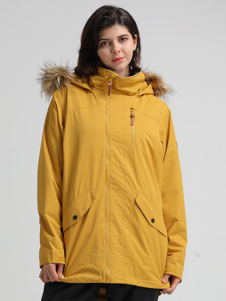 Women's Yellow Ski/Snowboard Jackets 100% Polyester Windproof, Wearable, Waterproof, Breathable, Thermal / Warm