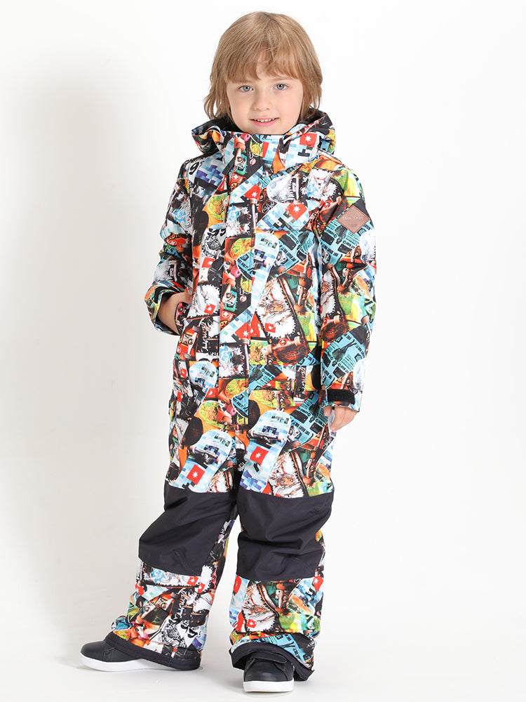 20K Waterproof/20K Breathable Cartoon Kids One Piece Snowboard Suit