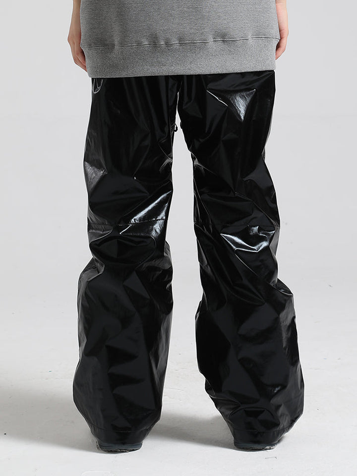 Women's Black Stylish Glossy Waterproof Snow Pants