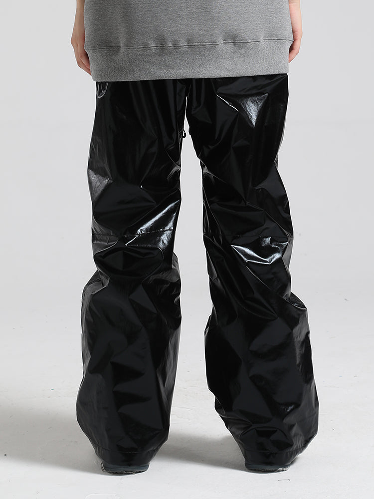 Women's Silver Stylish Glossy Waterproof Snow Pants