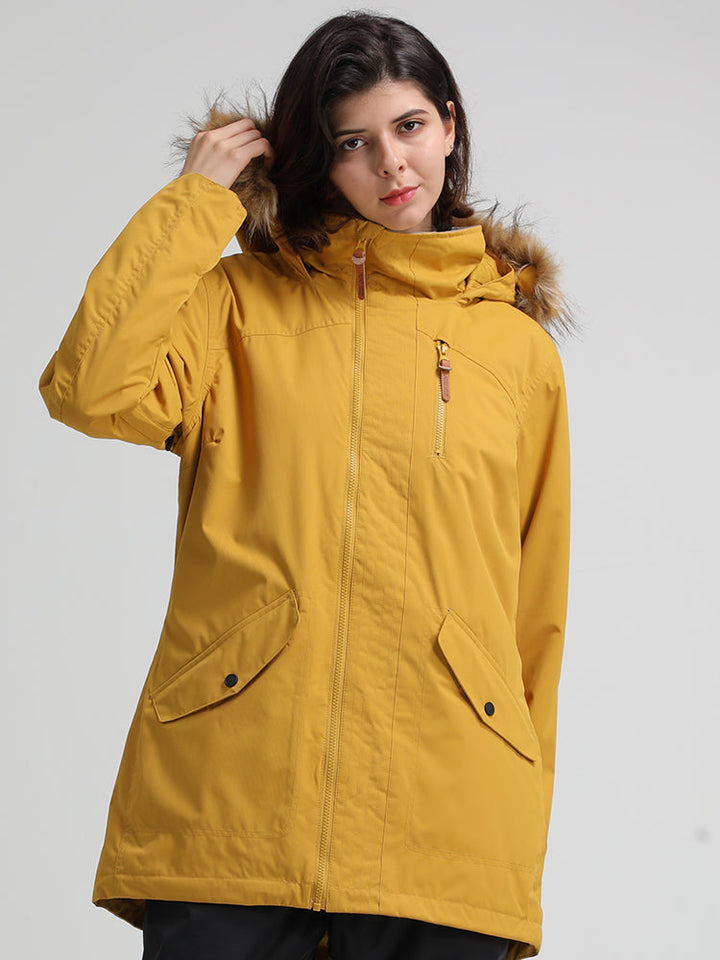 Women's Yellow Ski/Snowboard Jackets 100% Polyester Windproof, Wearable, Waterproof, Breathable, Thermal / Warm