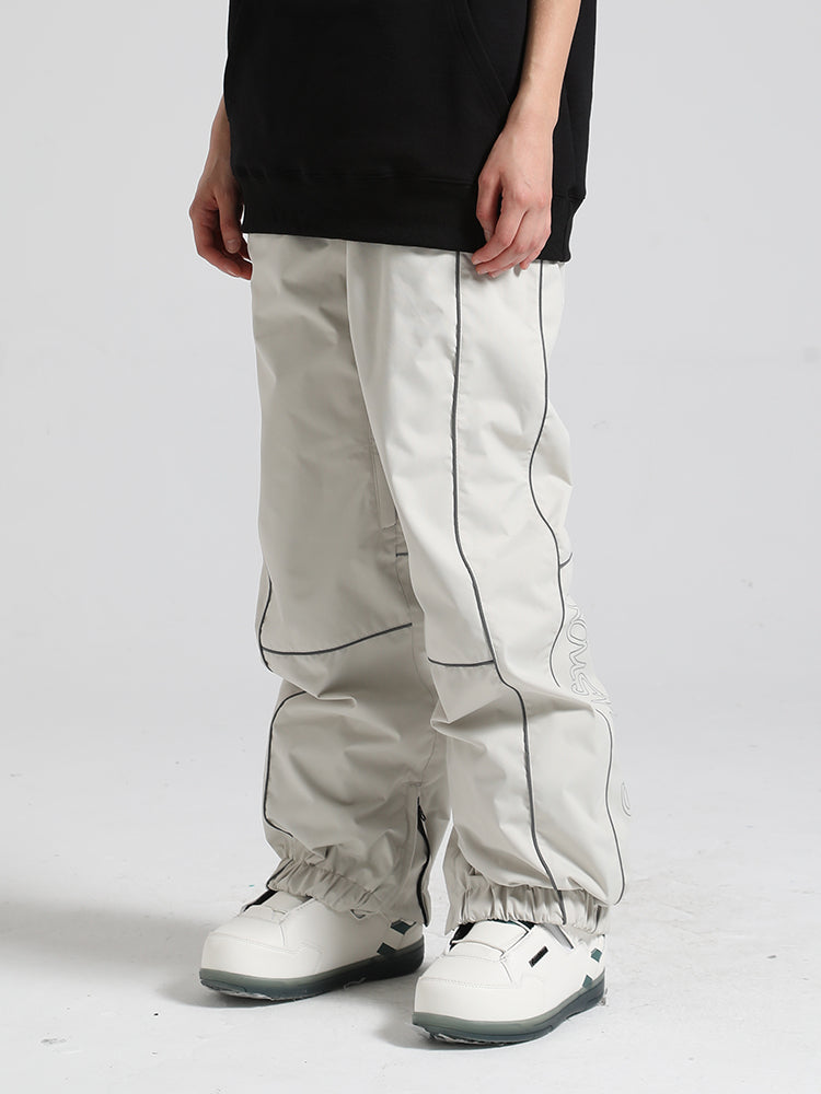 Men's Black Contrast Stitching Straight-Leg Snow Pants