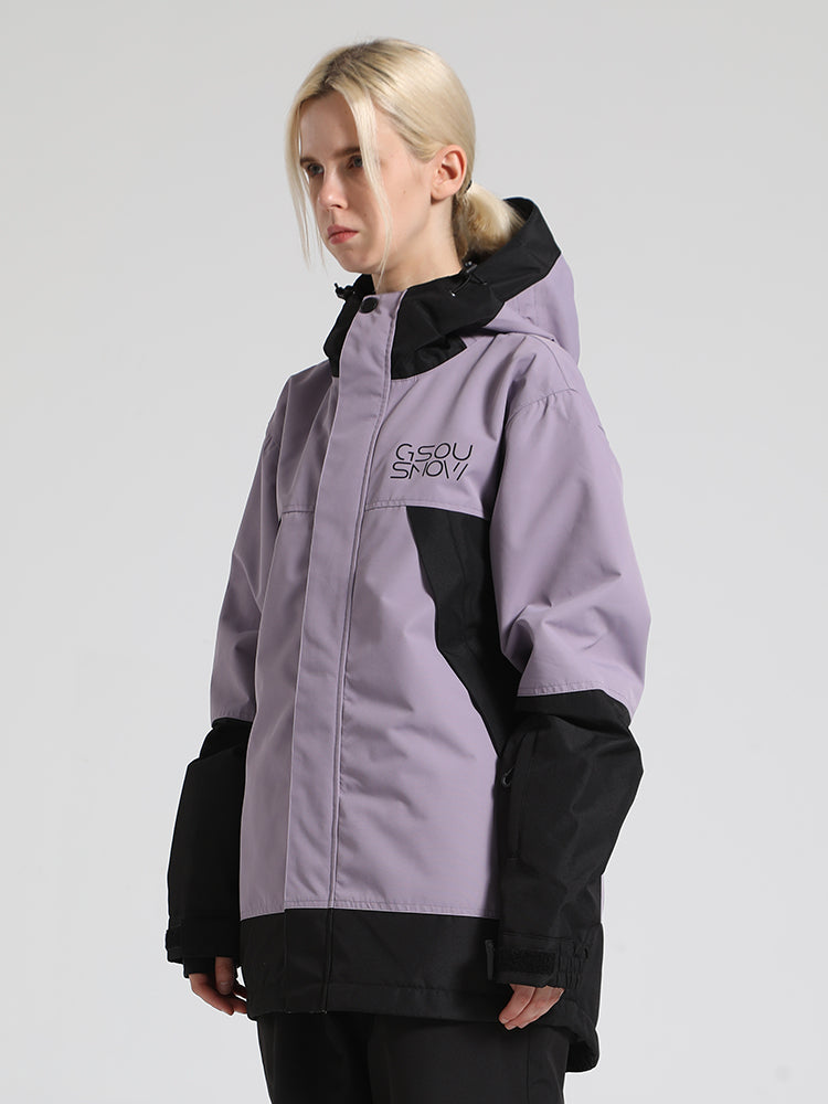 Women's Purple & Black Full-Zip Storm Flap Color-Block Insulated Snow Jacket