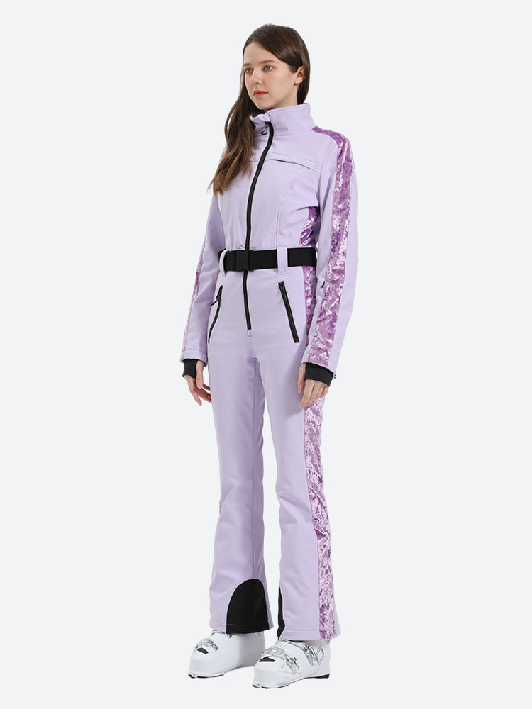 Women's Lavender Waterproof & Breathable One Piece Ski Suit