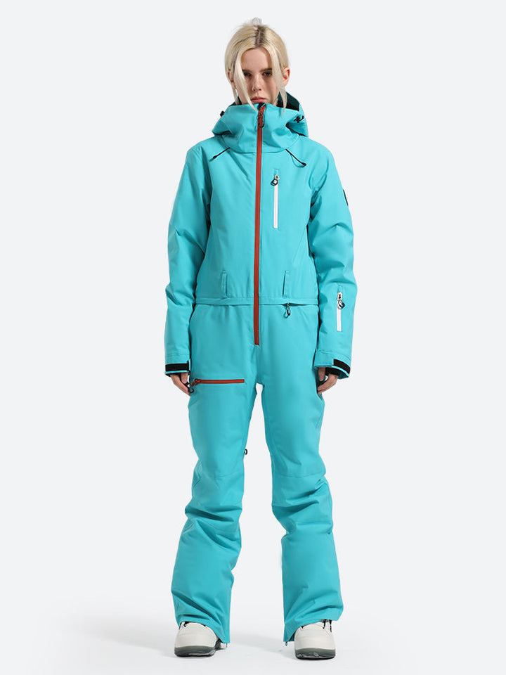 Women's White Waterproof-breathable One-Piece Ski Suits