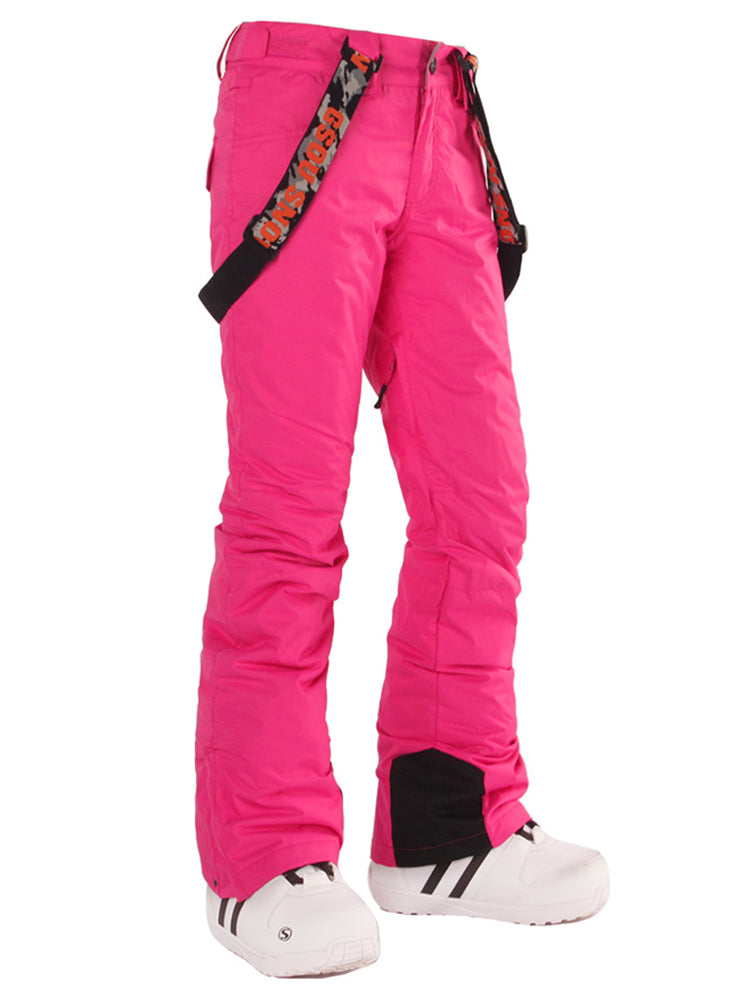 Gsou Snow Women's Rose Thermal Warm High Waterproof Windproof Snowboard Ski Pants