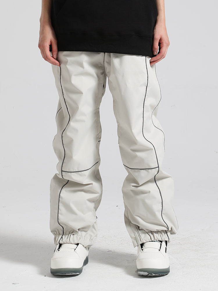 Men's Black Contrast Stitching Straight-Leg Snow Pants