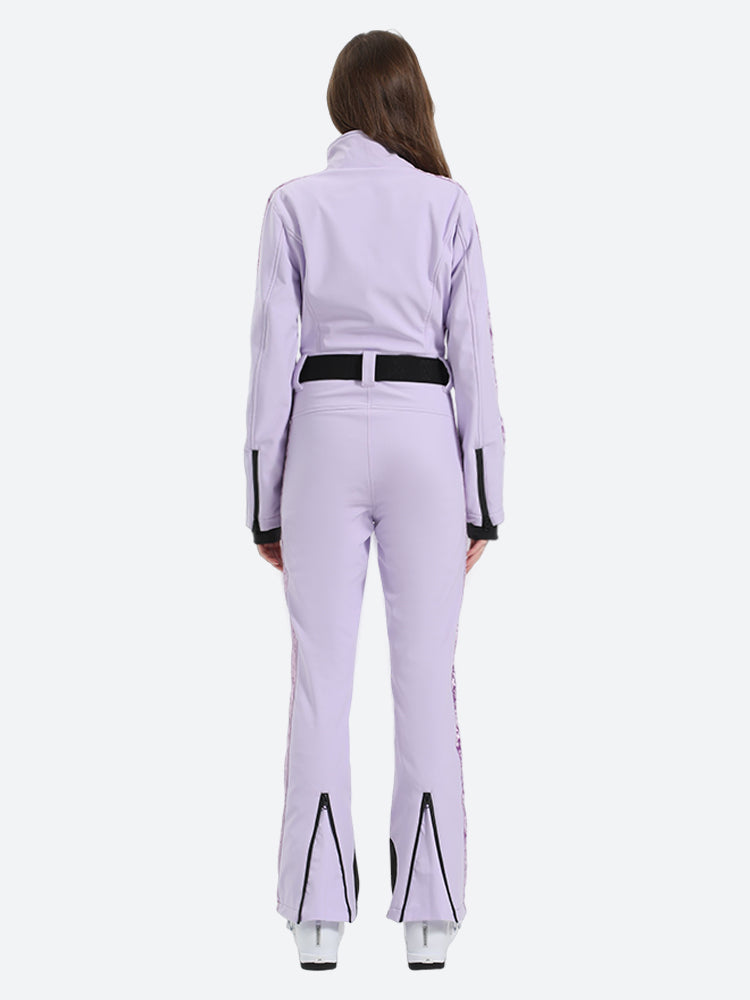 Women's Lavender Solid Fully-Sealed Seam One Piece Ski Suit