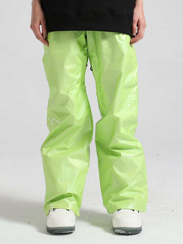 Men's Silver Stylish Glossy Waterproof Snow Pants