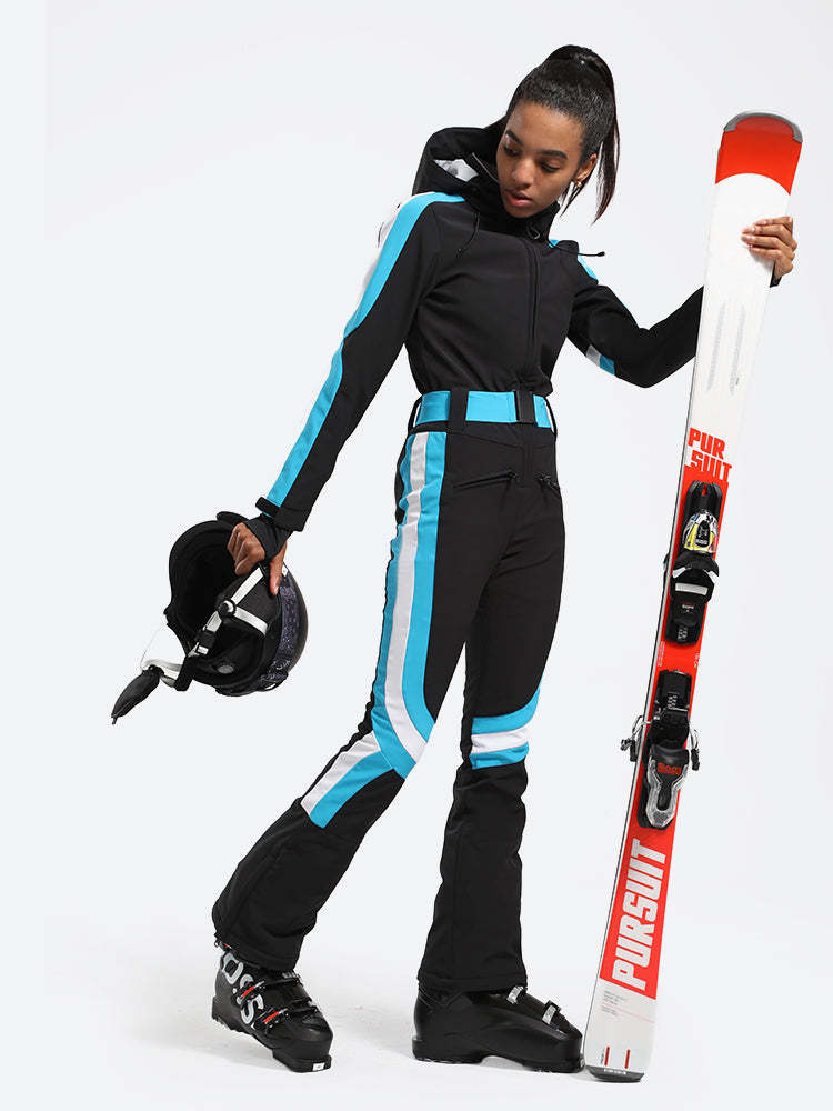 Women's White Stylish Athleticism One-Piece Ski Suit