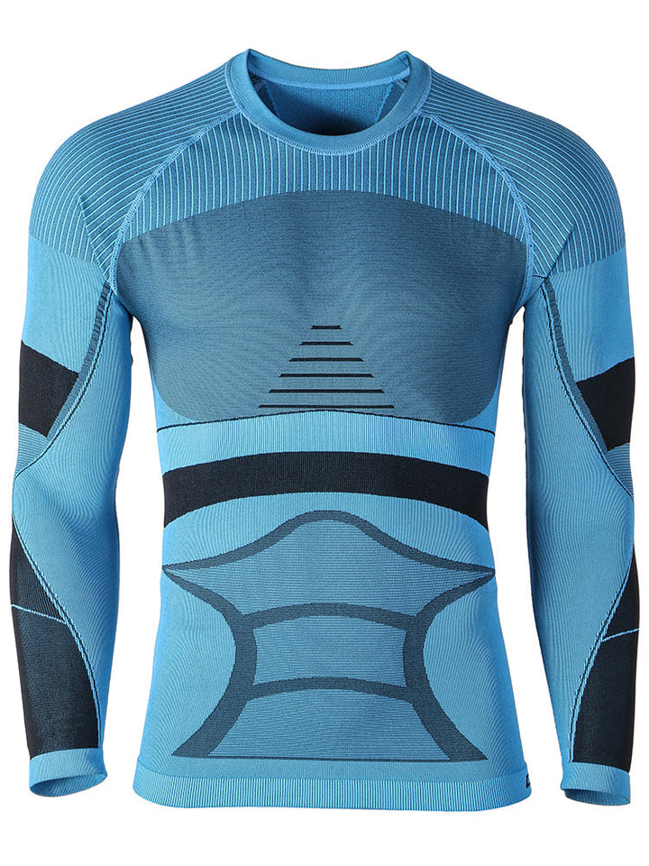 Gsou Snow Men's Winter Blue Ski Thermal Underwear Set Quick-Drying