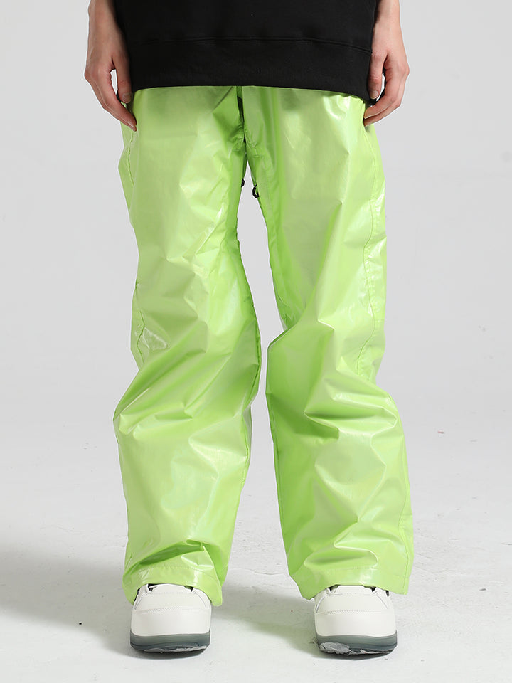 Men's Lime Green Stylish Glossy Waterproof Snow Pants