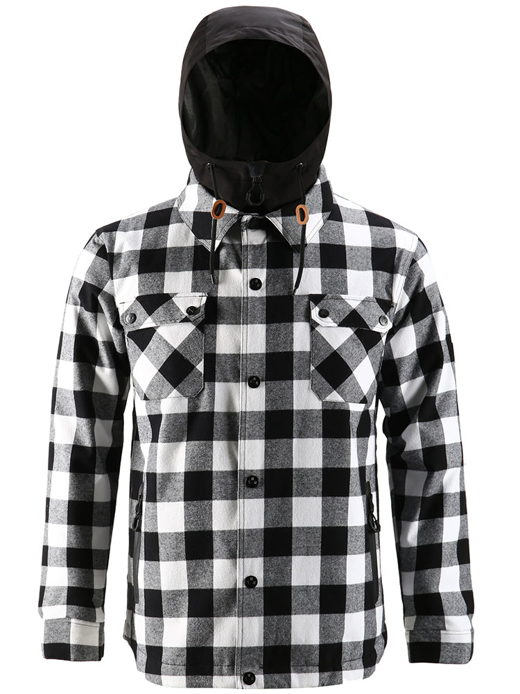 Gsou Snow Men s White Plaid Snowboard Jacket Waterproof Windproof Ski Jacket Warm Clothing GSou Snow