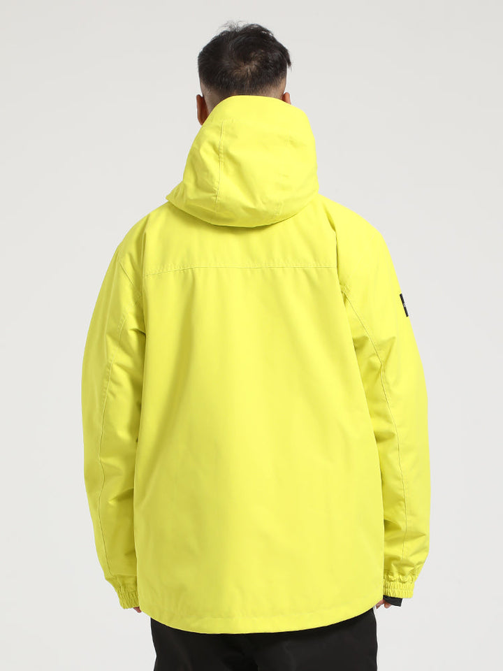 Men's Neon Yellow Fully Sealed Seam Two-Way Zipper Snow Jackets