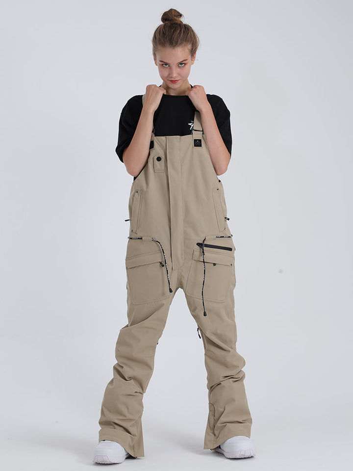 SMN Women's Khaki Overalls Snowboard Ski Bibs Pants