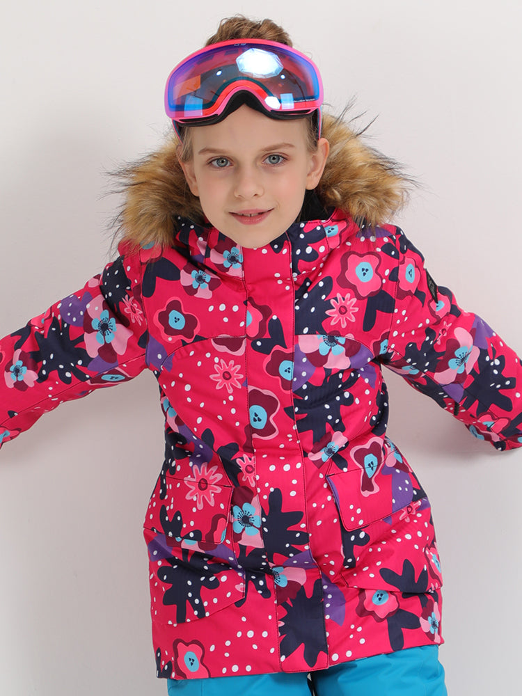 20K Waterproof Windproof Kids Boys & Girls Floral Snowboard Jacket