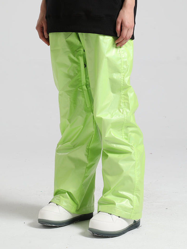 Men's Pink Stylish Glossy Waterproof Snow Pants