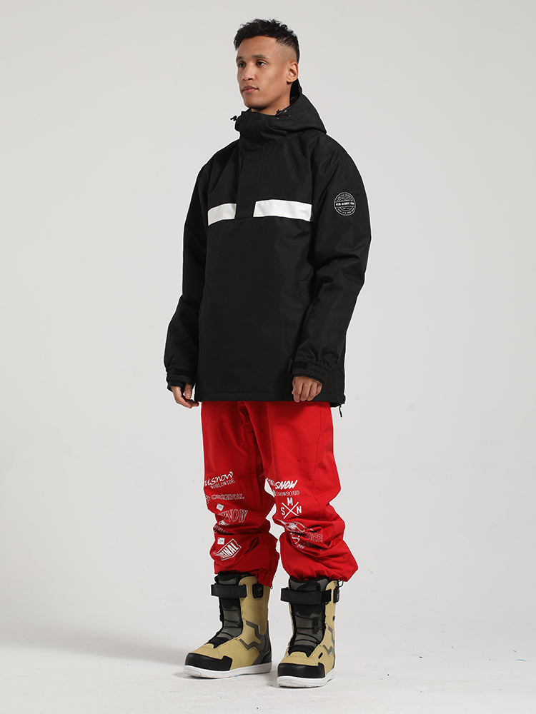 Gsou Snow Men's Black Pullover Ski Suit