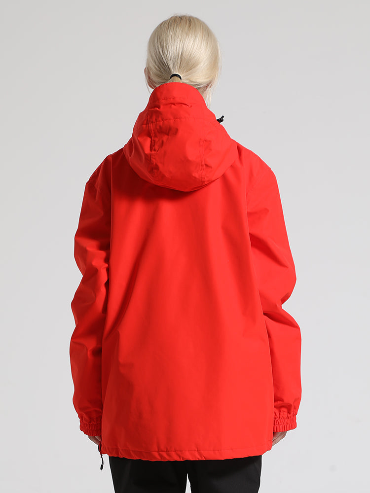 Women's Red Side-Open Ventilated Waterproof Insulated Snow Anorak