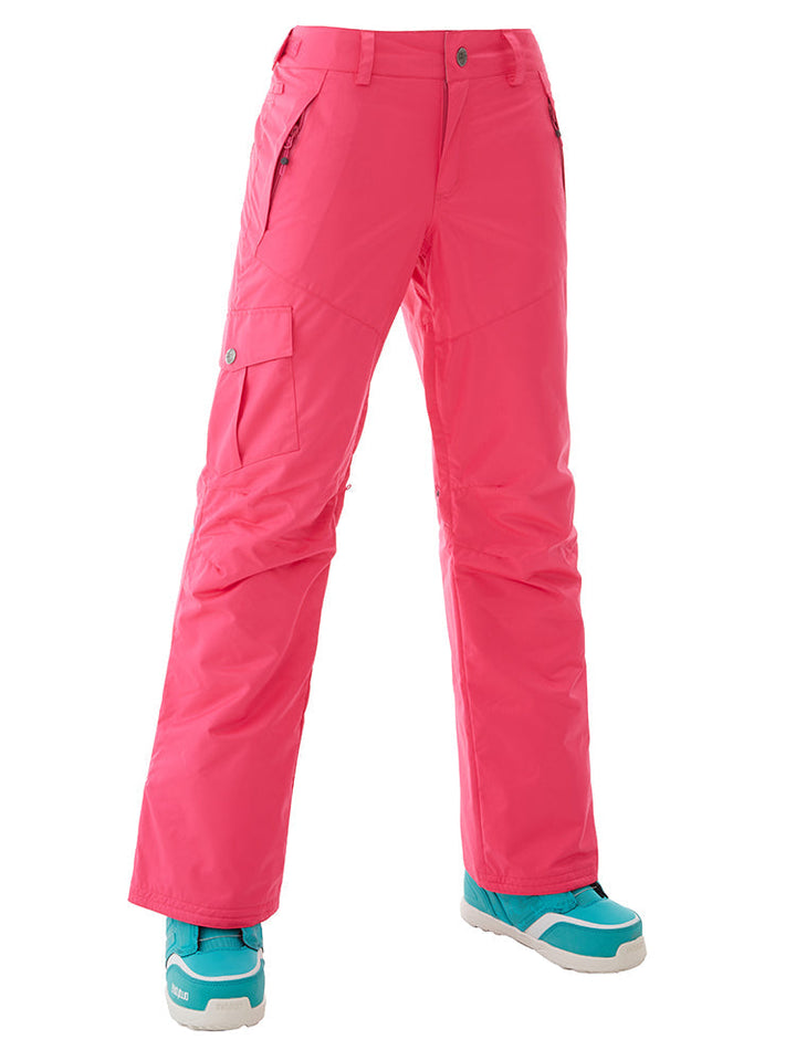 Gsou Snow Damen-Skihose, warm, hoch, wasserdicht, winddicht, Rosa, Schneehose