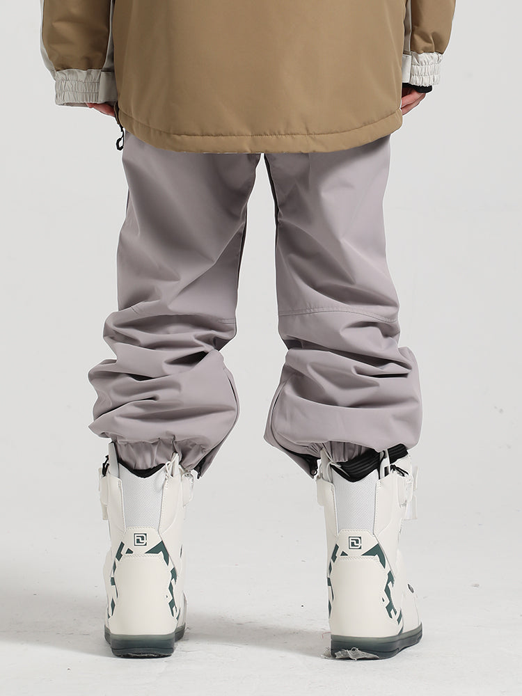 Men's Army Green Color-Block Straight-Leg Snow Pants