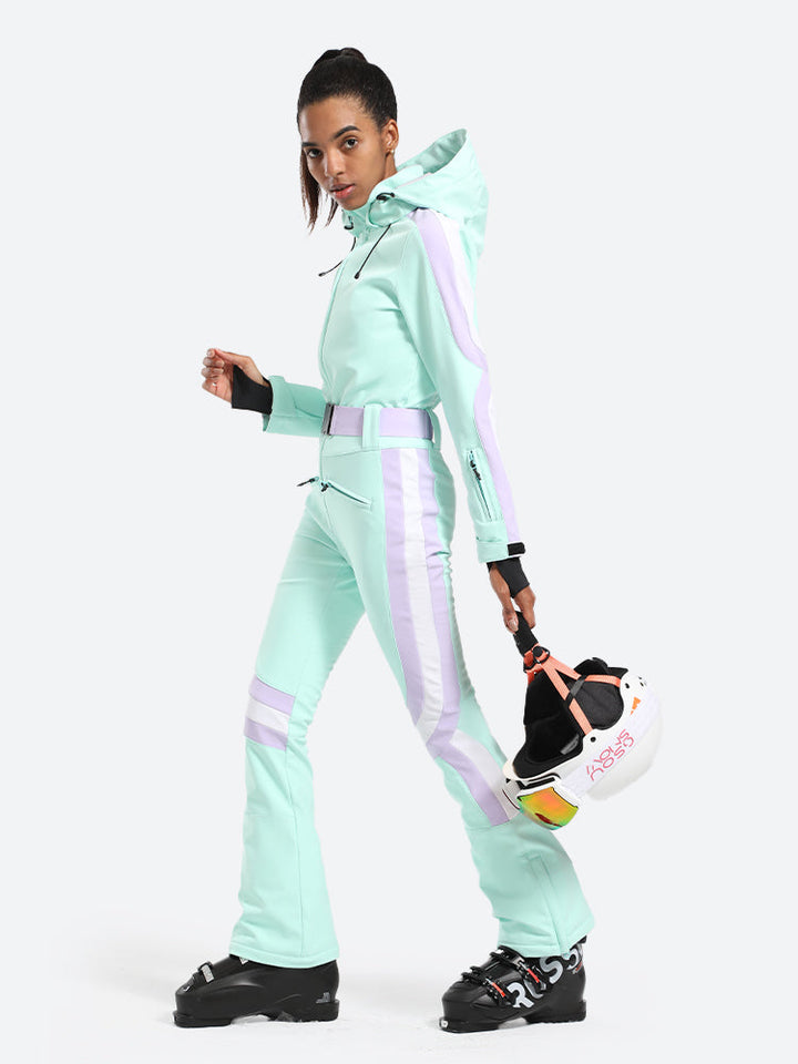 Women's White Stylish Athleticism One-Piece Ski Suit