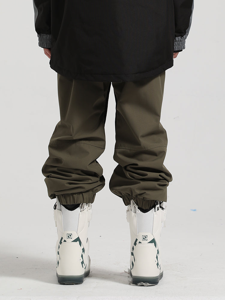 Unisex Black Color-Block Straight-Leg Snow Pants