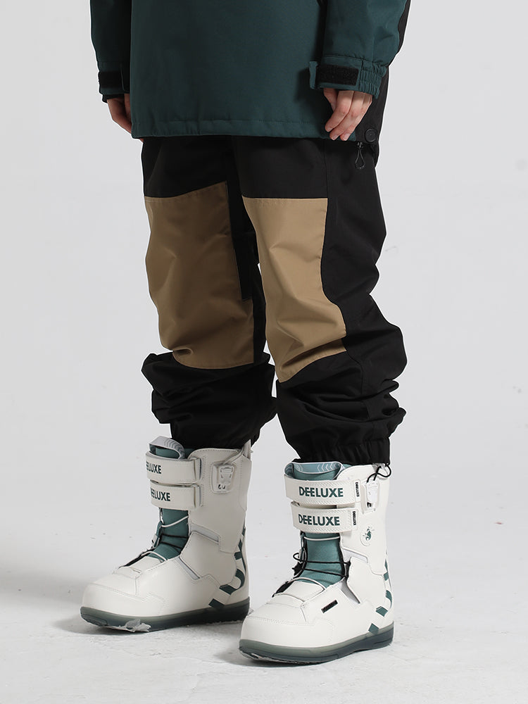 Men's Light Purple Color-Block Straight-Leg Snow Pants