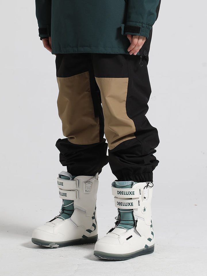 Unisex Light Purple Color-Block Straight-Leg Snow Pants