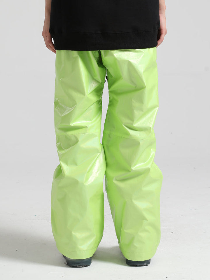 Women's Lime Green Stylish Glossy Waterproof Snow Pants