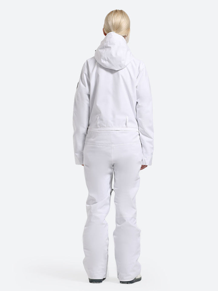 Women's White Waterproof-breathable One-Piece Ski Suits