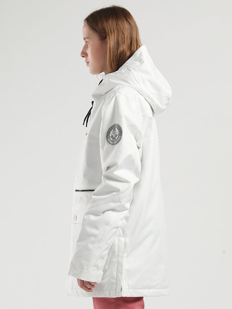 Womens White Ski Jacket 15K Windproof and Waterproof Snowboard Jackets