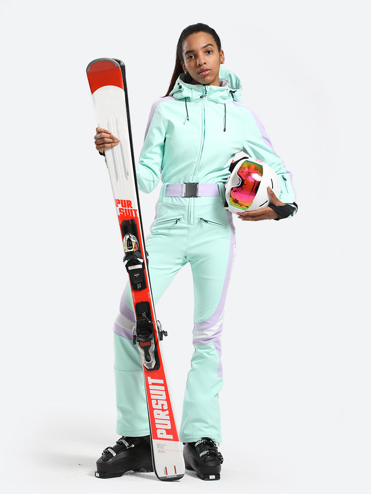 Women's White Stylish Athleticism One-Piece Ski Suit