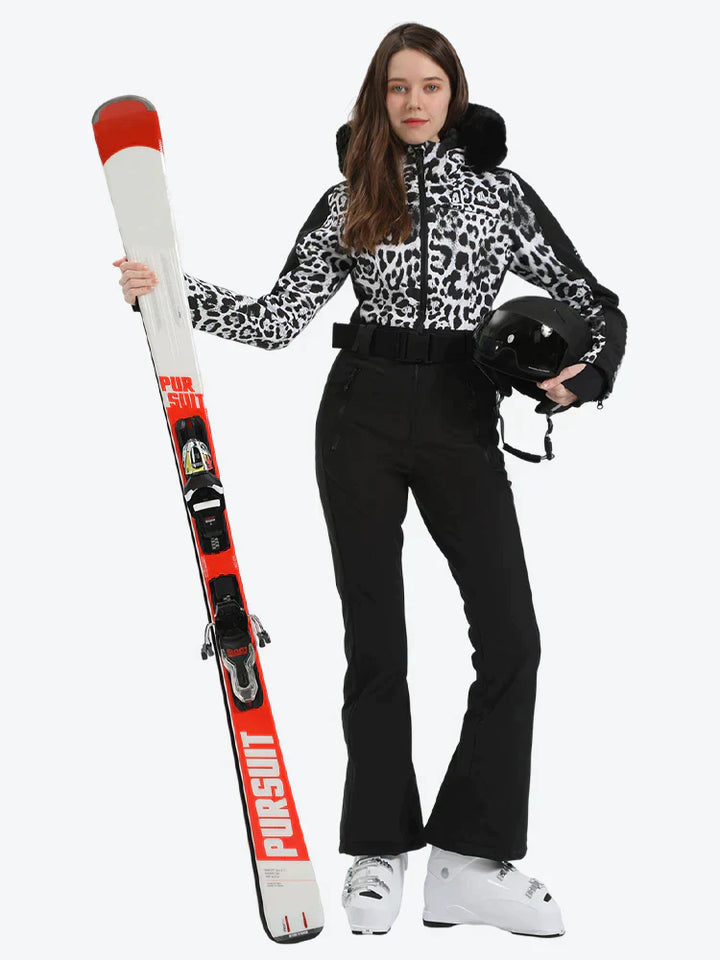 Gsou Snow Combinaison de ski une pièce en fausse fourrure pour femme 