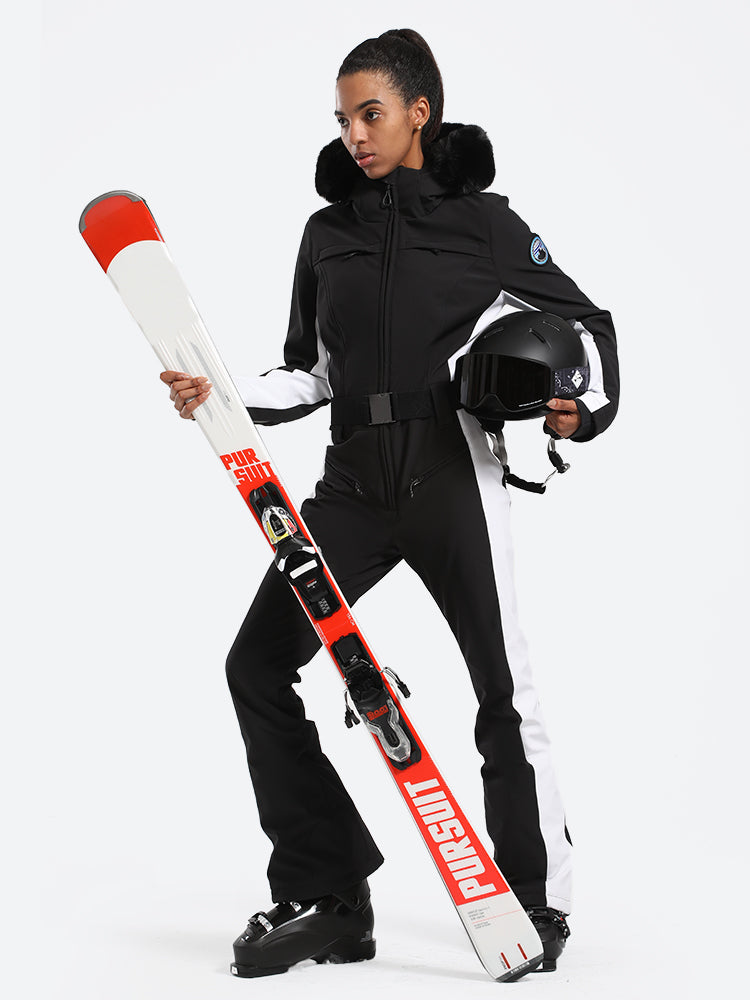 Gsou Snow Combinaison de ski classique en fausse fourrure pour femme 