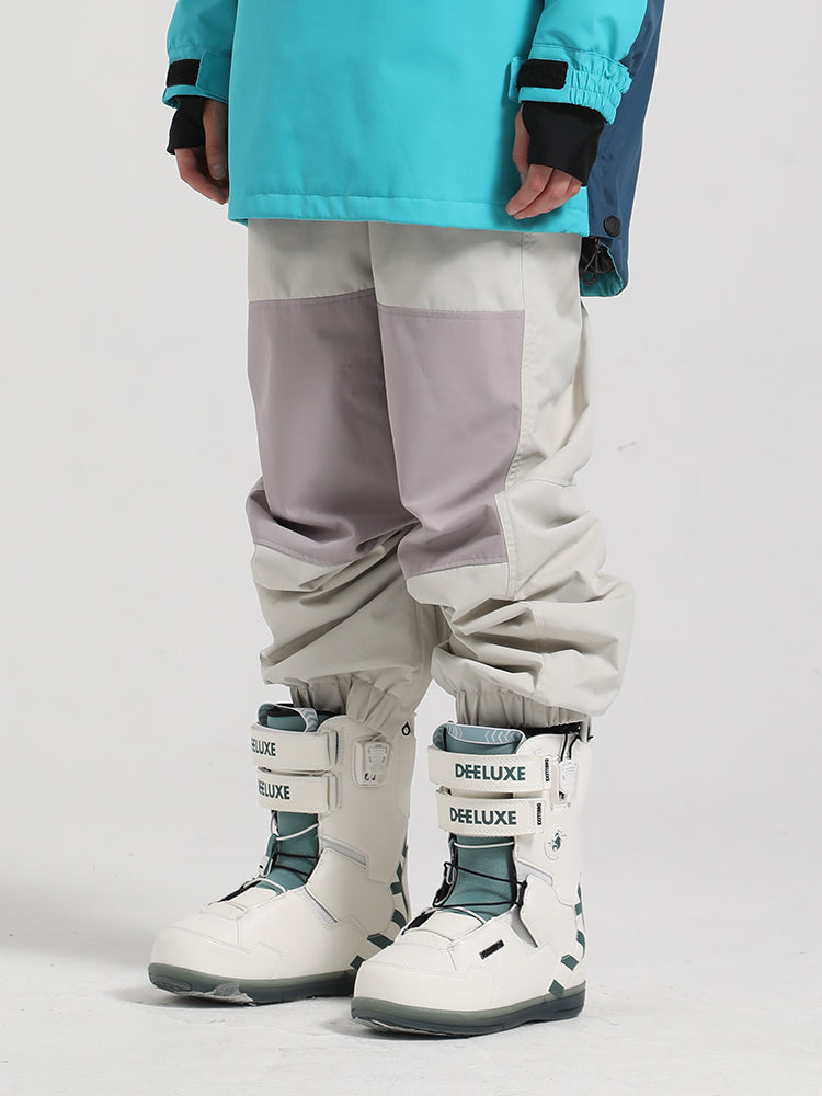 Women's Beige Color-Block Straight-Leg Snow Pants