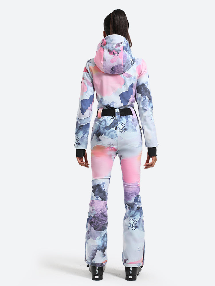 Women's Lavender One-Piece Ski Suits with Removable Hood