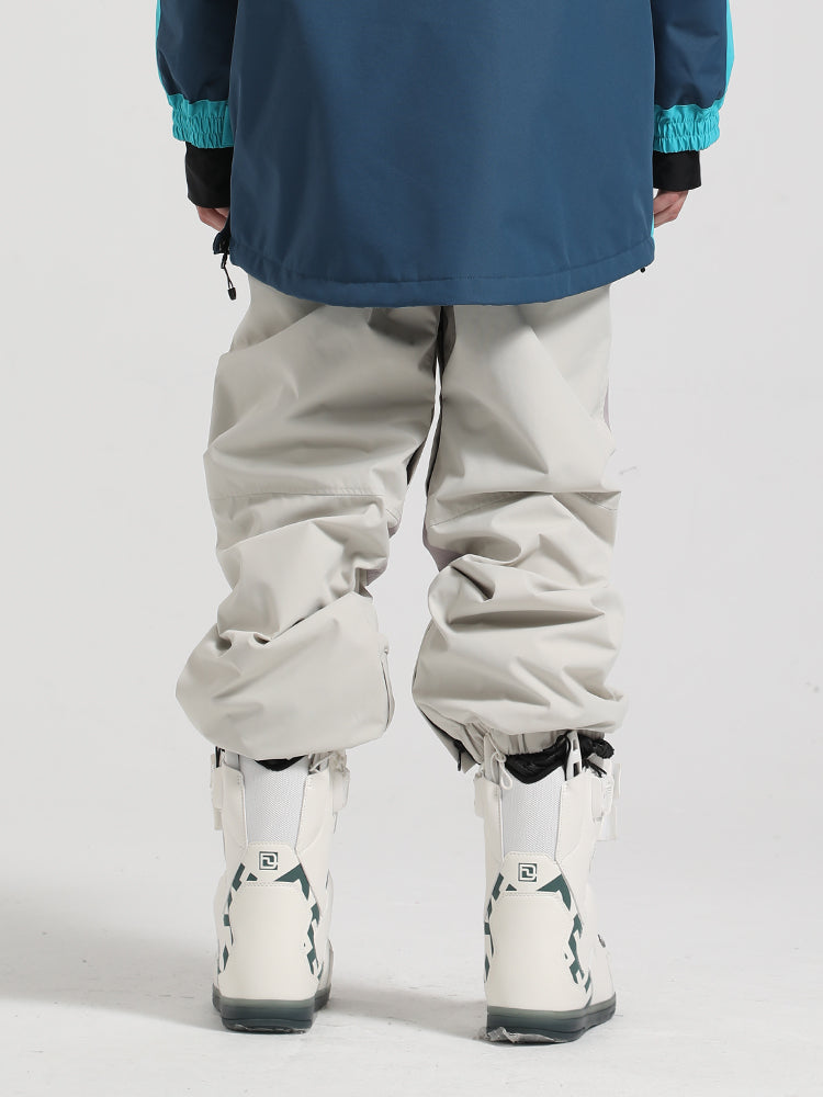 Women's Beige Color-Block Straight-Leg Snow Pants