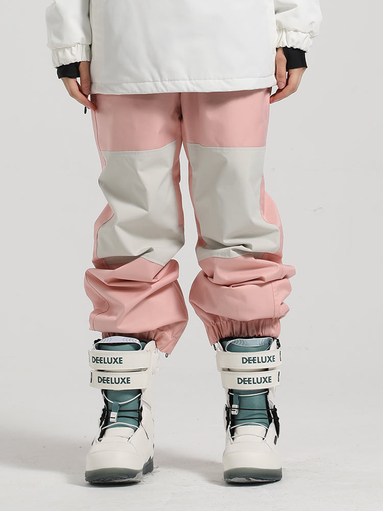 Unisex Light Purple Color-Block Straight-Leg Snow Pants