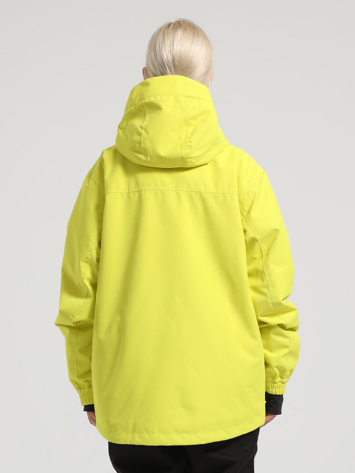 Women's Neon Yellow Fully Sealed Seam Two-Way Zipper Snow Jackets