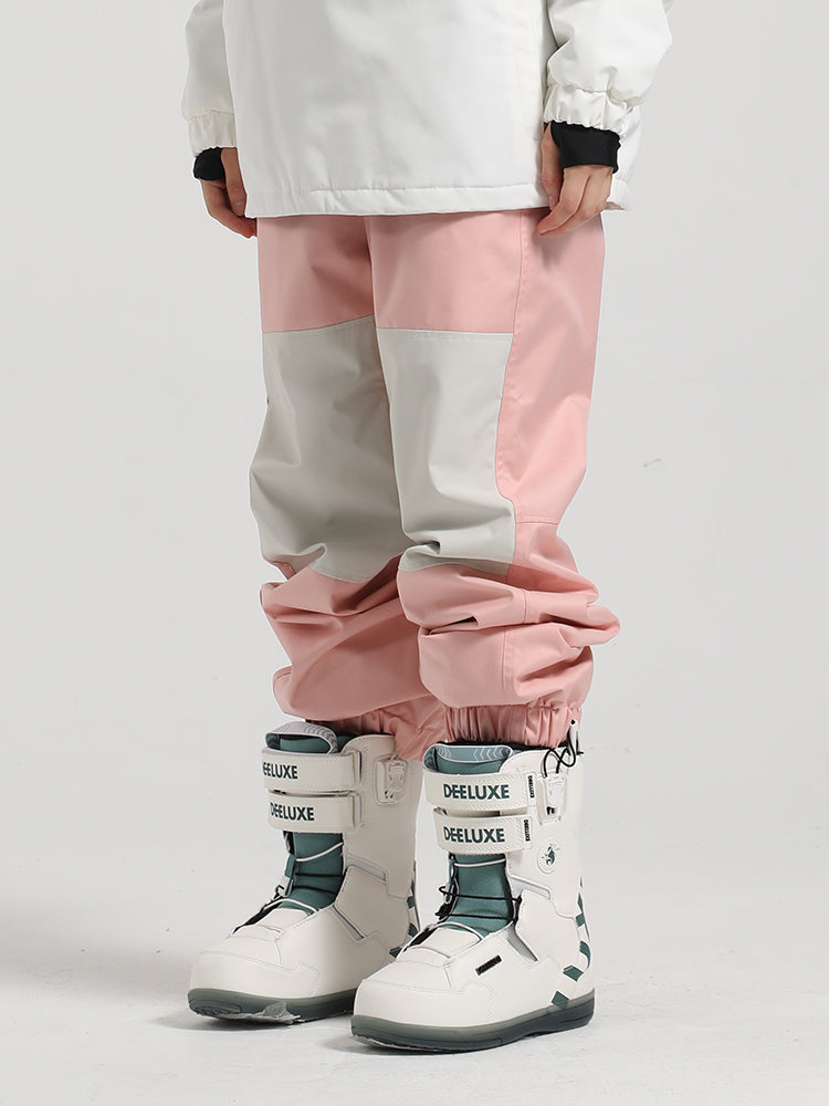 Men's Pink Color-Block Straight-Leg Snow Pants