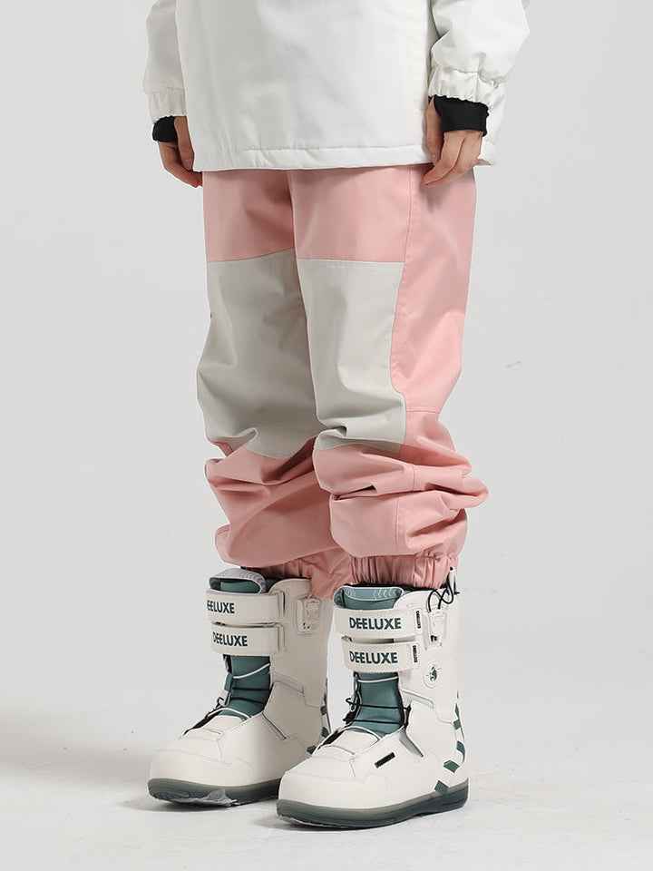 Men's Light Purple Color-Block Straight-Leg Snow Pants