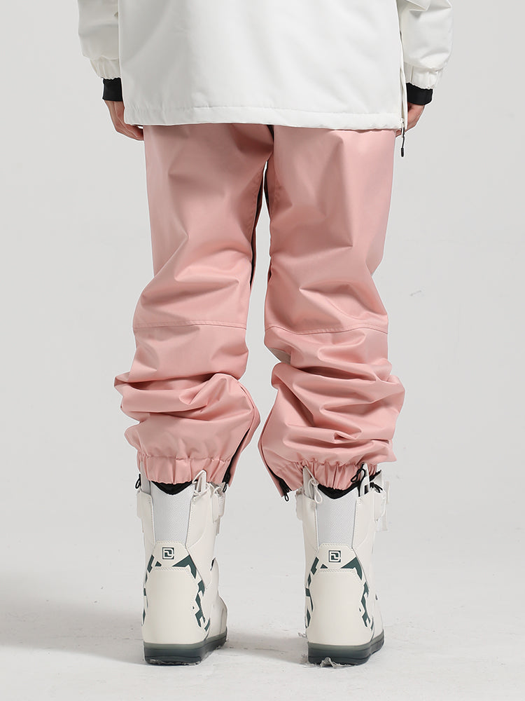 Men's Pink Color-Block Straight-Leg Snow Pants