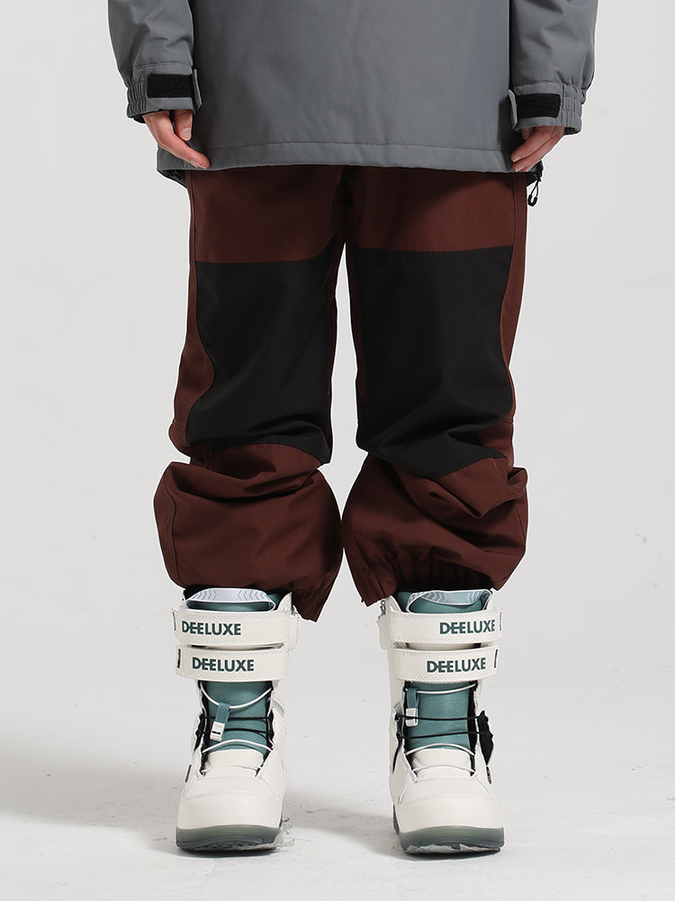 Unisex Light Purple Color-Block Straight-Leg Snow Pants