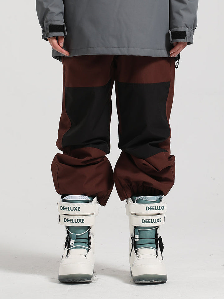 Unisex Light Purple Color-Block Straight-Leg Snow Pants